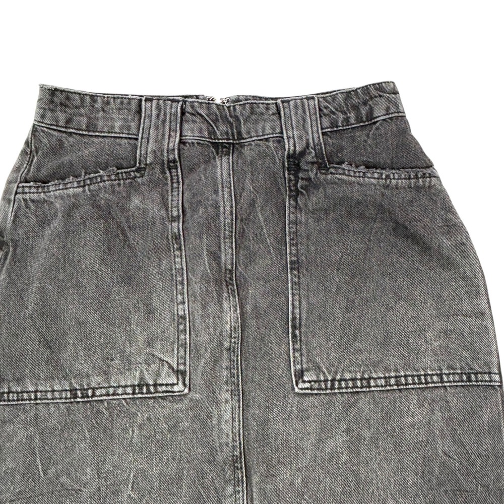 We The Free Free People Womens Size 2 Distressed Denim Midi Skirt Raw Hem NEW - Picture 5 of 14